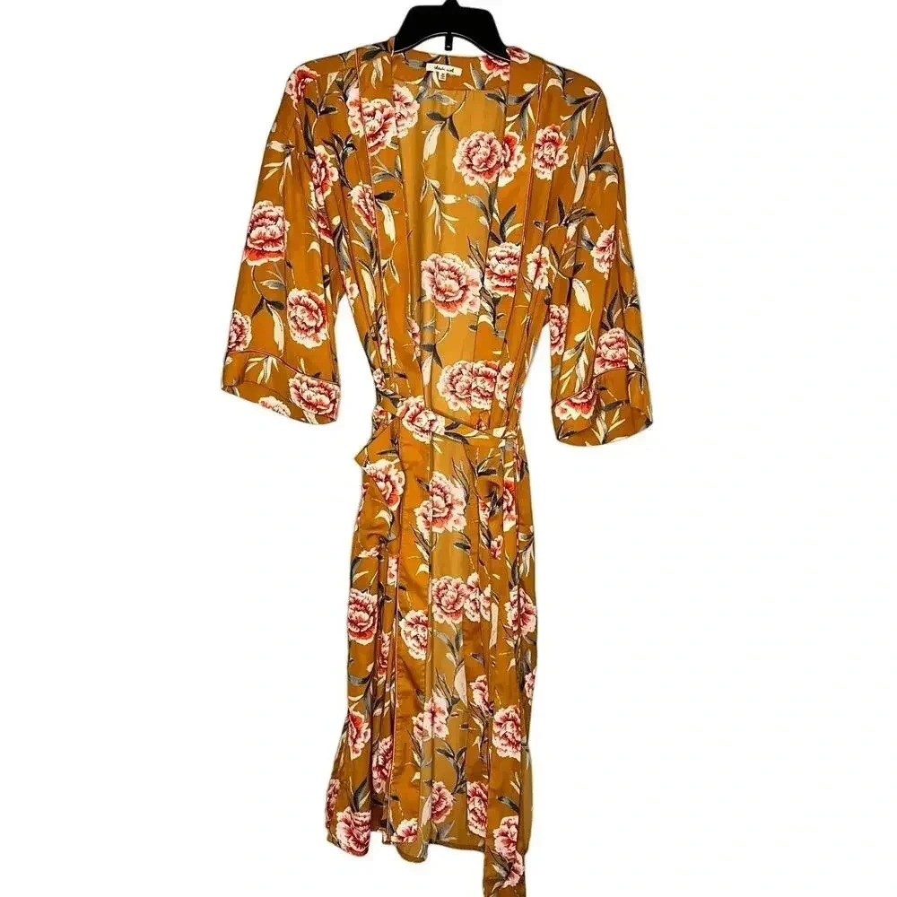 Bleuh Ciel‎ FloralMustard Yellow Robe Size M